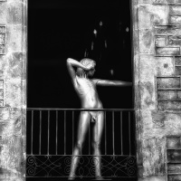 Nude mannequin on the balcony?
